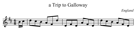 a Trip to Galloway - staff notation