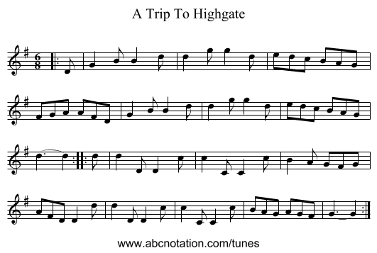 A Trip To Highgate - staff notation