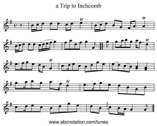 a Trip to Inchcomb - staff notation