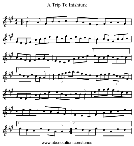 A Trip To Inishturk - staff notation