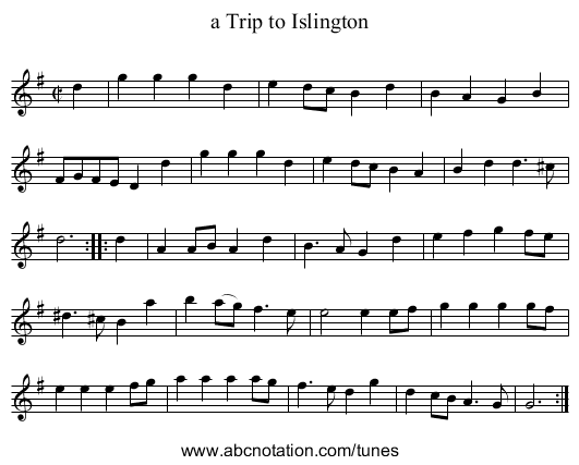 a Trip to Islington - staff notation