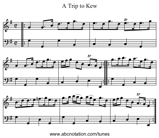 A Trip to Kew - staff notation