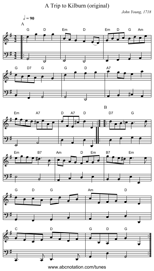 A Trip to Kilburn (original) - staff notation
