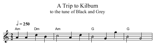 A Trip to Kilburn - staff notation