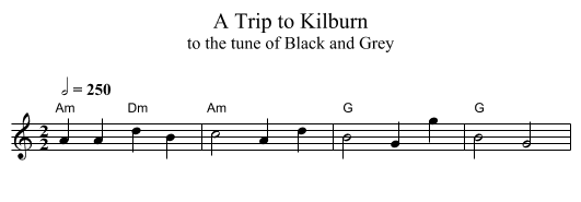 A Trip to Kilburn - staff notation