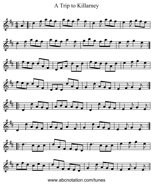 A Trip to Killarney - staff notation