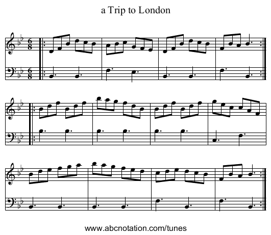 a Trip to London - staff notation