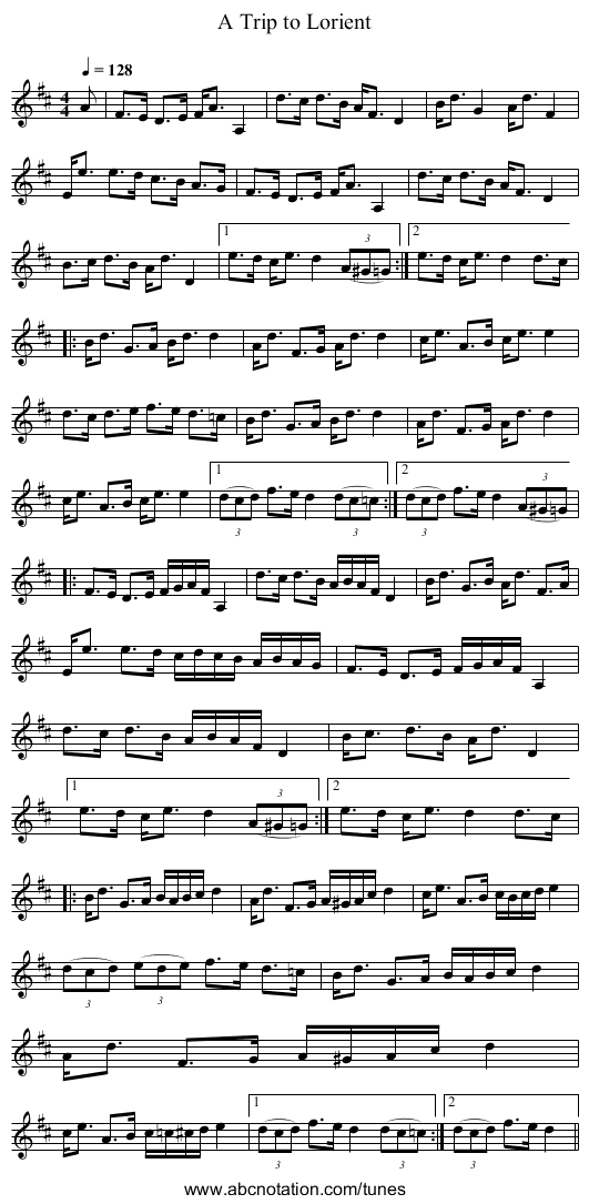 A Trip to Lorient - staff notation