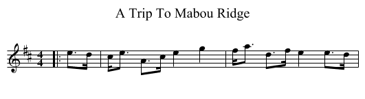 A Trip To Mabou Ridge - staff notation