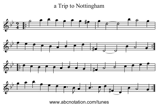 a Trip to Nottingham - staff notation