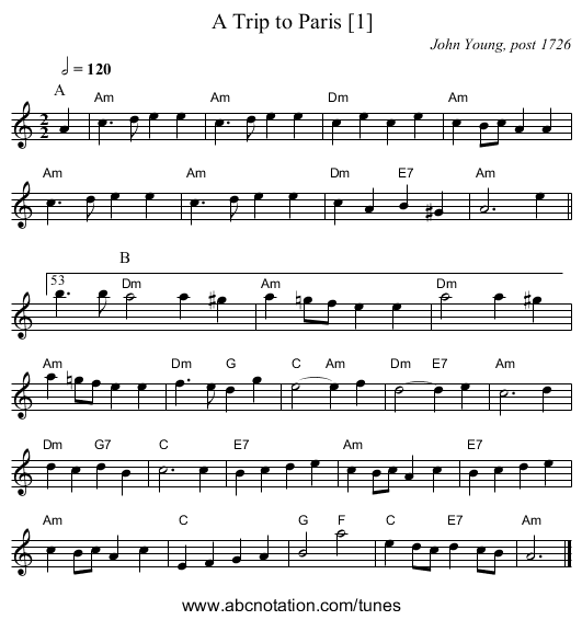 A Trip to Paris [1] - staff notation