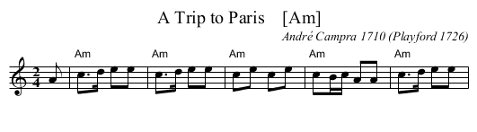 A Trip to Paris    [Am] - staff notation