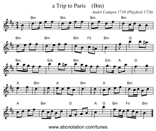 a Trip to Paris    (Bm) - staff notation