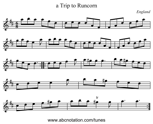 a Trip to Runcorn - staff notation