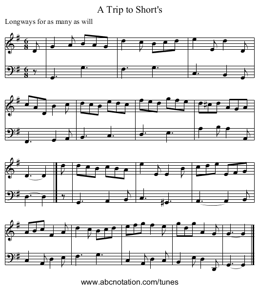 A Trip to Short's - staff notation