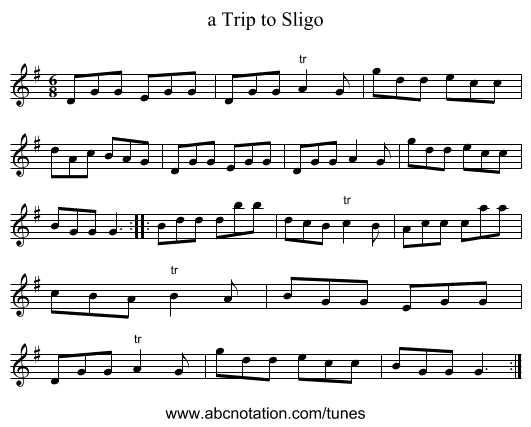 a Trip to Sligo - staff notation