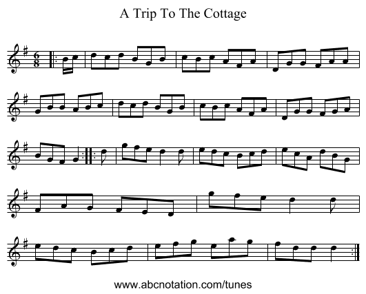 A Trip To The Cottage - staff notation