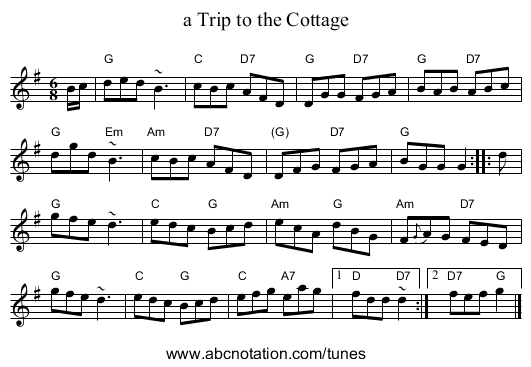 a Trip to the Cottage - staff notation