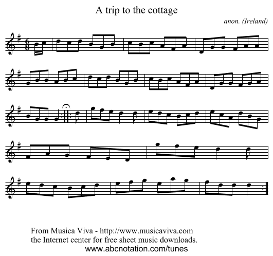 A trip to the cottage - staff notation