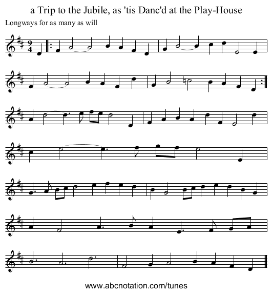 a Trip to the Jubile, as 'tis Danc'd at the Play-House - staff notation