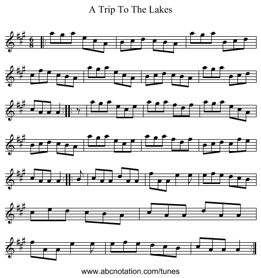 A Trip To The Lakes - staff notation