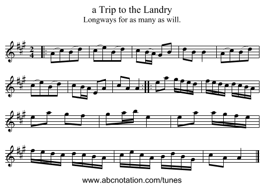 a Trip to the Landry - staff notation