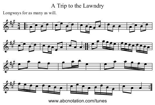 A Trip to the Lawndry - staff notation