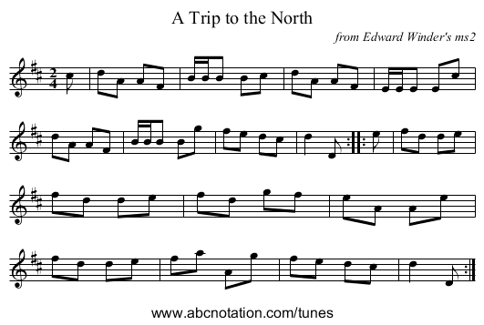 A Trip to the North - staff notation