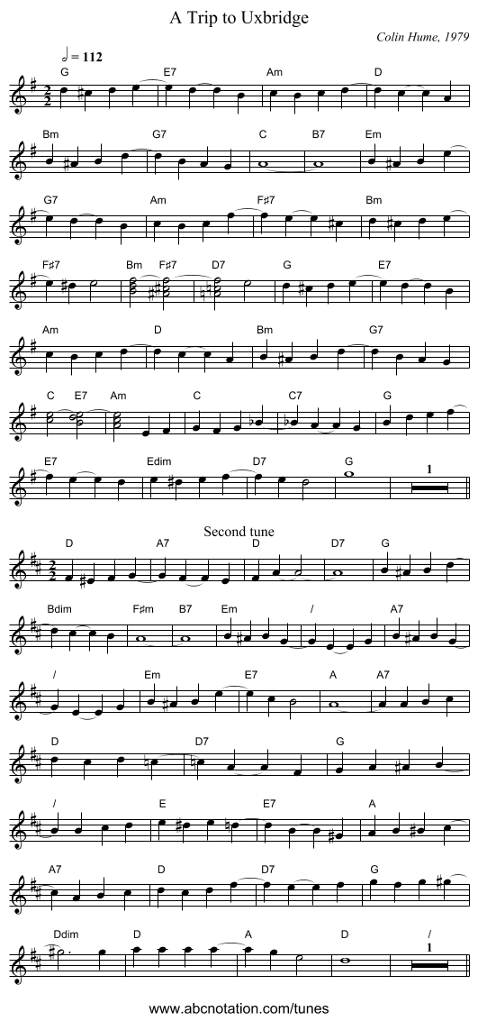 A Trip to Uxbridge - staff notation