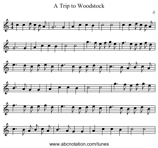 A Trip to Woodstock - staff notation