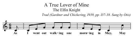 A True Lover of Mine - staff notation
