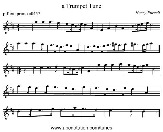 a Trumpet Tune - staff notation