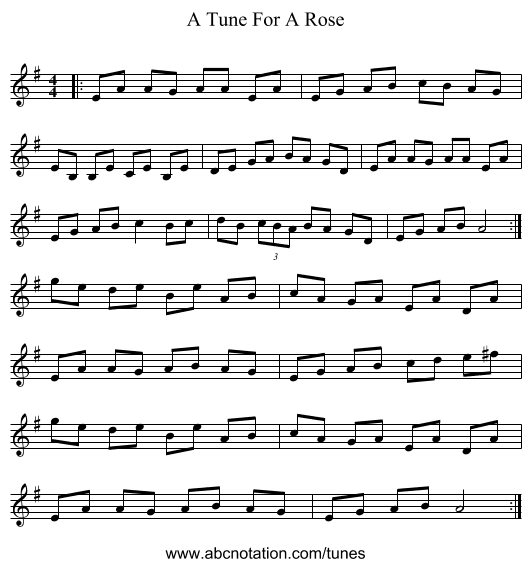 A Tune For A Rose - staff notation