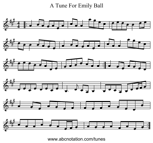 A Tune For Emily Ball - staff notation