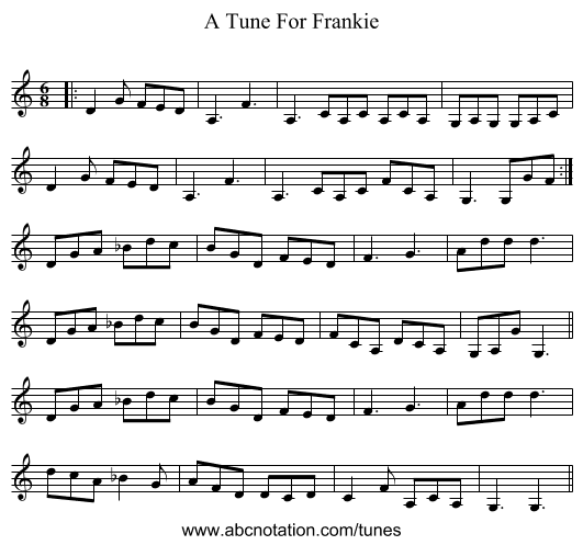 A Tune For Frankie - staff notation