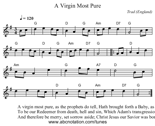 A Virgin Most Pure - staff notation