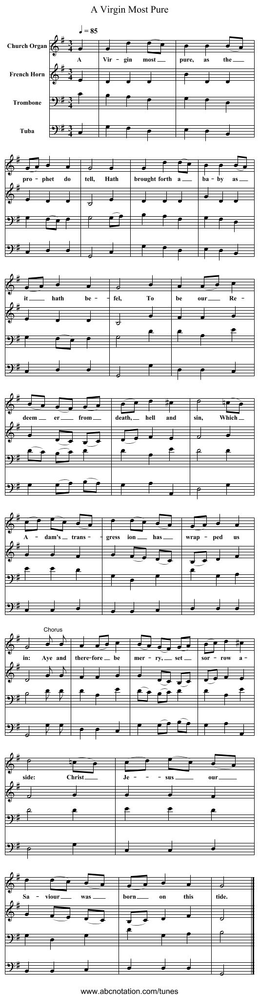A Virgin Most Pure - staff notation