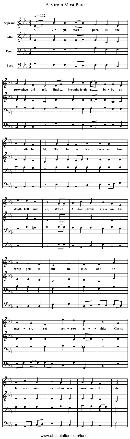 A Virgin Most Pure - staff notation