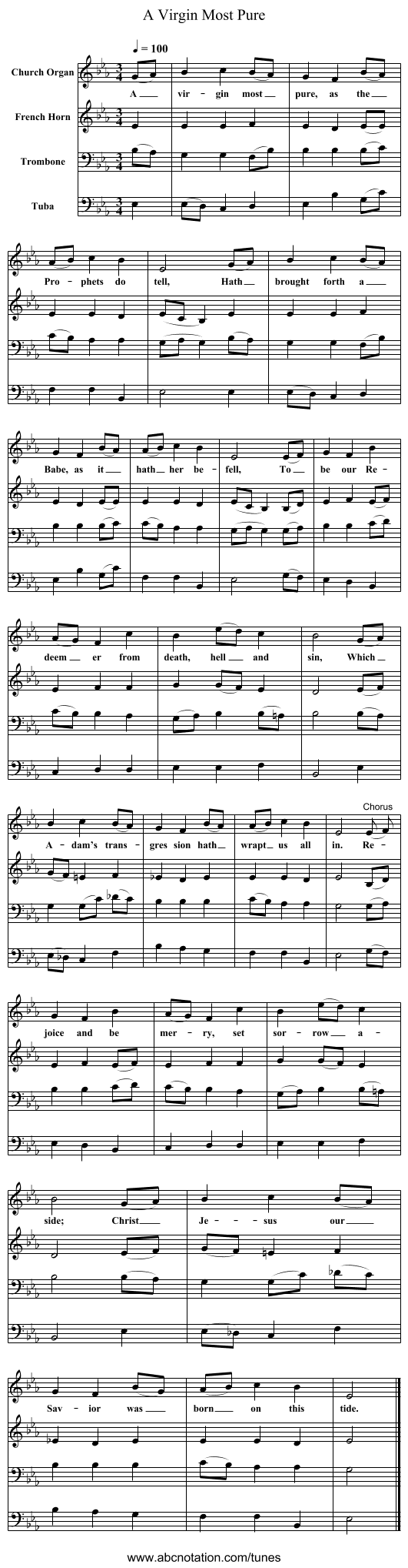 A Virgin Most Pure - staff notation