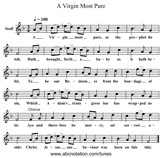 A Virgin Most Pure - staff notation