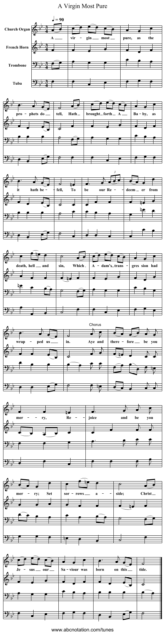 A Virgin Most Pure - staff notation