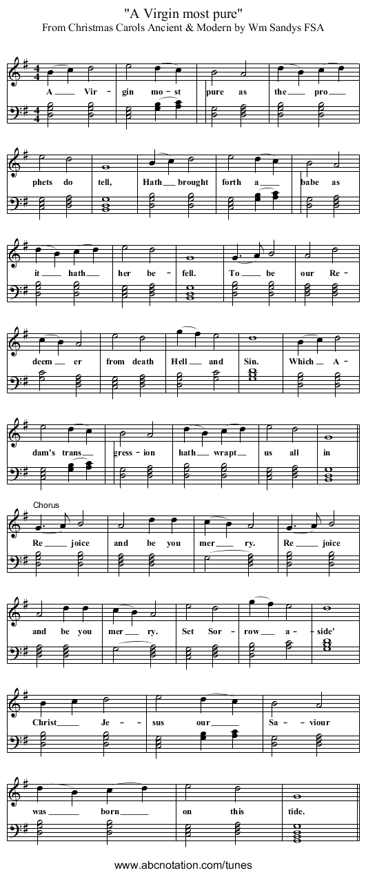 A Virgin most pure - staff notation
