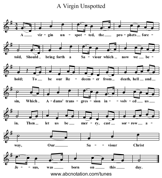 A Virgin Unspotted - staff notation