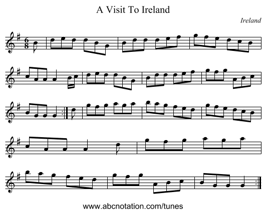 A Visit To Ireland - staff notation
