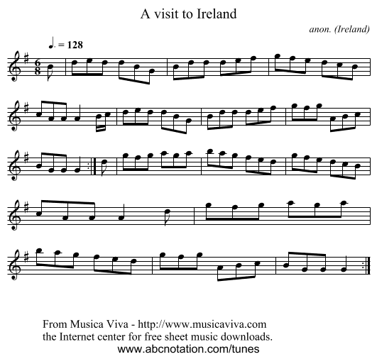A visit to Ireland - staff notation