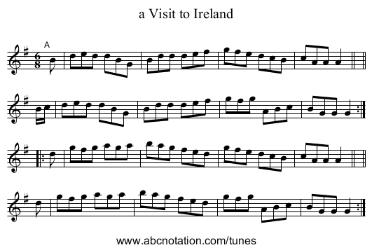 a Visit to Ireland - staff notation