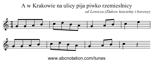 A w Krakowie na ulicy pija piwko rzemieslnicy - staff notation