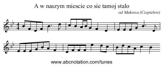 A w naszym miescie co sie tamoj stalo - staff notation