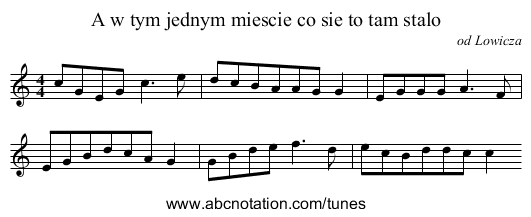 A w tym jednym miescie co sie to tam stalo - staff notation