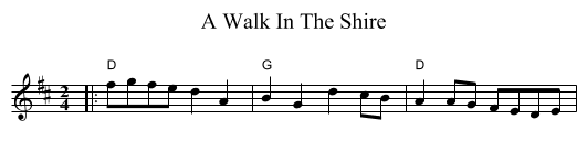 A Walk In The Shire - staff notation